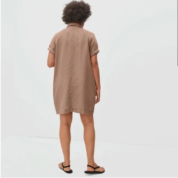 Everlane Linen Notch Collar Short Sleeve Shirt Dress - Picture 3 of 10